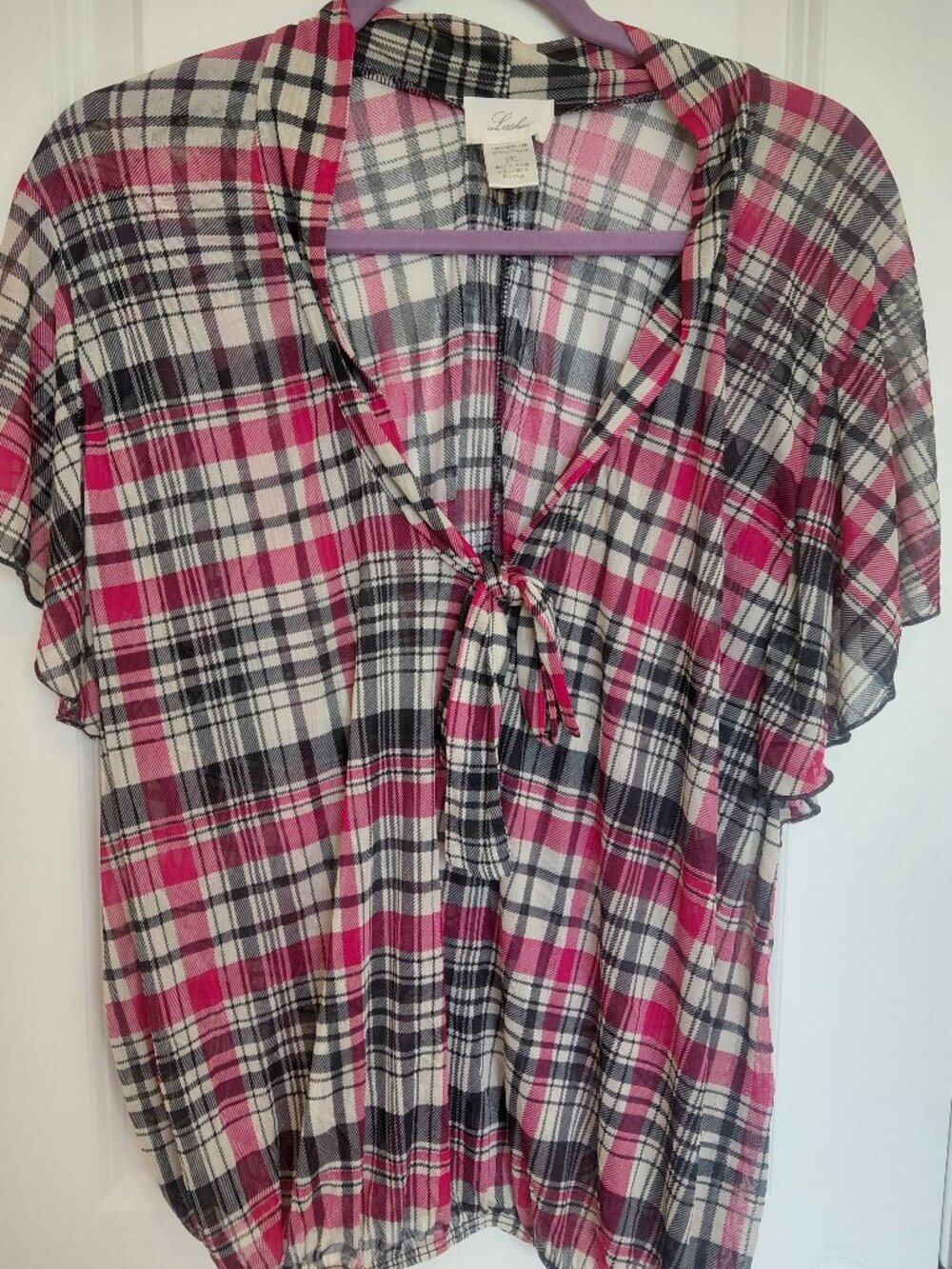 Navy & Magenta Plaid Blouse